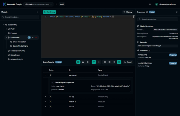 Graph Explorer interface showing query builder and relationship visualization